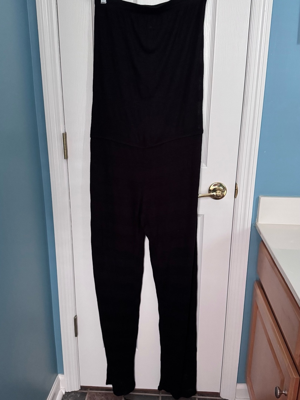 Black Strapless Swim Coverup Jumpsuit - Women's